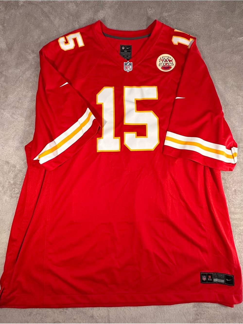 NFL Red Chiefs #15 Football Jersey with White and Gold Accents